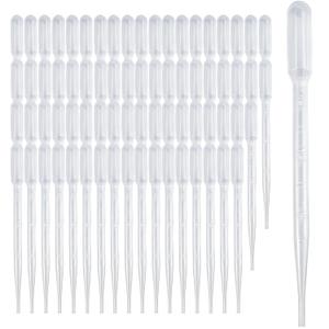 100 PCS 3ML Pipettes Dropper - Disposable Plastic Dropper Pipette for Accurate Liquid Transfer, Excellent Suction, Pipettes for Essential Oils, Resin, Crafts, Labs, Kids Activities, DIY Art