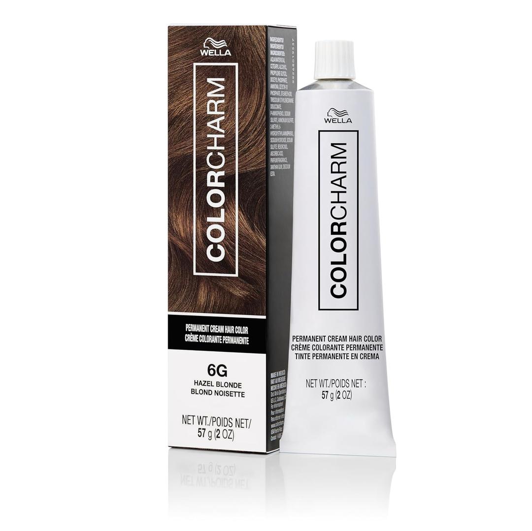 COLORCHARM Permanent Cream Hair Dye | Brown Hair Color | Medium to Golden Caramel, Cool Natural, Brunette Shades | 100% Gray Coverage | Vegan, Free of Phthalates & Parabens | 2 oz. (6G Hazel Blonde)