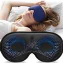 YFONG Weighted Sleep Mask, Women Men 3D Eye Mask Blocking Lights Sleeping Mask (4.2oz/120g), Pressure Relief Night Sleep Eye Mask with Adjustable Strap, Eye Cover Blindfold for Travel Nap Yoga, Blue