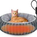 INVENHO Heated Cat Beds for Indoor Cats and Small Dogs, 20" Cozy Donut Heated Pet Bed with Timer & Temp Adjustable, Removable Waterproof Electric Warming Bed for Indoor Cat (Grey)