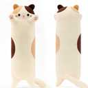 PEACH CAT 27.5" Long Cat Plush Pillow Cute Kitten Stuffed Animals Soft Plushies Toy Gifts for Kids Beige