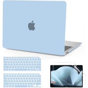 Anban Compatible with MacBook Air 13 inch Case M1 2022 2021 2020 2019 2018 Release A2337 A2179 A1932 Touch ID, Matte Plastic Laptop Hard Shell Case & 2 Keyboard Cover & Screen Protector, Air Blue
