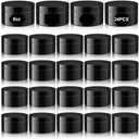 Dandat 24 Pcs Plastic Jars with Lid and Label PET Cosmetic Loose Powder Containers Leak Proof Empty Cosmetic Jars Refillable Travel Containers for Lotion Cream Powder(8 oz,Black)