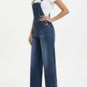 Women's Denim Overalls Loose Fit Baggy Overalls Wide Leg Barrel Jean with Pockets Adjustable Straps (Blue, XL)