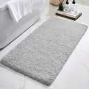 Bathroom Rugs Non Slip Washable 48x24, Ultra Thick Soft Microfiber Absorbent Bath Mats, High Density Foam Latex Non Slip Backing Bath Rugs, Fluffy Floor Carpet for Tub&Shower, Grey