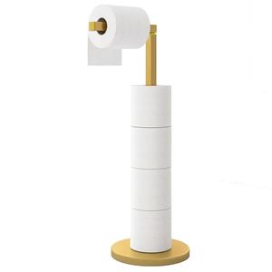Fixwal Toilet Paper Holder Stand, Free Standing Modern Bathroom Holder with Stable Weighted Base, Rustproof Tissue Roll Holder, Toilet Storage and Organize (Black)