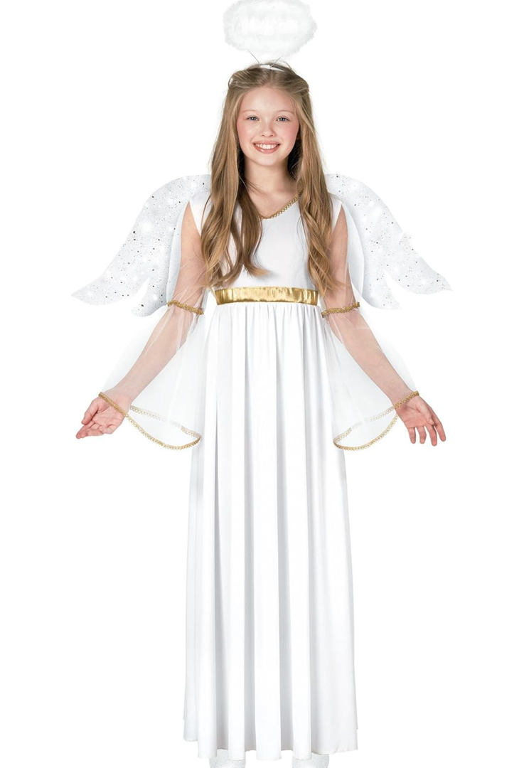 Morph Angel Costumes For Girls - Kids Angel Dress - Girls Angel Costume - Children's Angel Outfit - Perfect For Dress Up XL (2 Pcs)