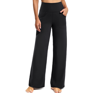 Promover Wide Leg Pants Woman Yoga Pants with Pockets Stretch Loose Casual Lounge Sweatpants Petite/Regular/Tall L