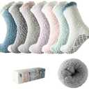 Bulinlulu Fuzzy Socks with Grips Plush Sleep Cozy Winter Soft Hospital Fluffy Socks for Womens Mens Mother's Day Gifts, Men's 11/Women's 9