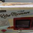 Nostalgia Modern Retro Compact Countertop Microwave Oven - 0.7 Cu. Ft. - 700-Watts with LED Digital Display - Child Lock - Easy Clean Interior - Red