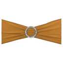 PATIKIL 13" x 5" Stretch Chair Sashes Bows, 7 Pack Elastic Chair Bands Sashes with Buckle Slider for Wedding Banquet Decorations, Gold Tone