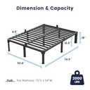 Full Bed Frame with Mattress Slide Stopper, 18 Inch Metal Platform Bed Frame, Heavy Duty Tall Bed Frame No Box Spring Needed with Large Storage Space, Easy Assembly, Noise Free