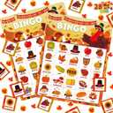JOYIN 28 Players Thanksgiving Bingo Game Cards (5x5) for Kids Family Activities, Party Card, School Classroom Games, Turkey Party Favors Supplies