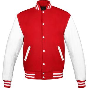 BRUTUL FIGHT Bee Original Leather Varsity Letterman Jackets Baseball Varsity Jackets Wool and Leather Original American Style Varsity Letterman Jackets (RED/WHITE, LARGE)