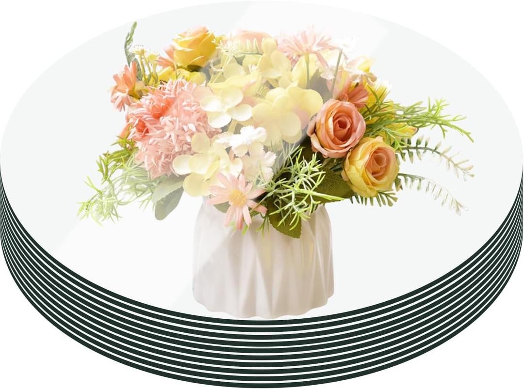 12PCS Small Round Mirrors, 6" Circle Mirror Centerpieces, Acrylic Wall Mount Mirrors, Wedding & Christmas Decorations