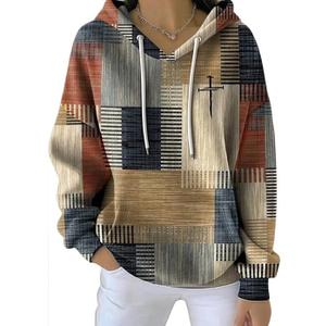 Faith Cross Shirts for Women Christian Jesus Religious Tshirt Plaid Hoodies (Medium, Fall)