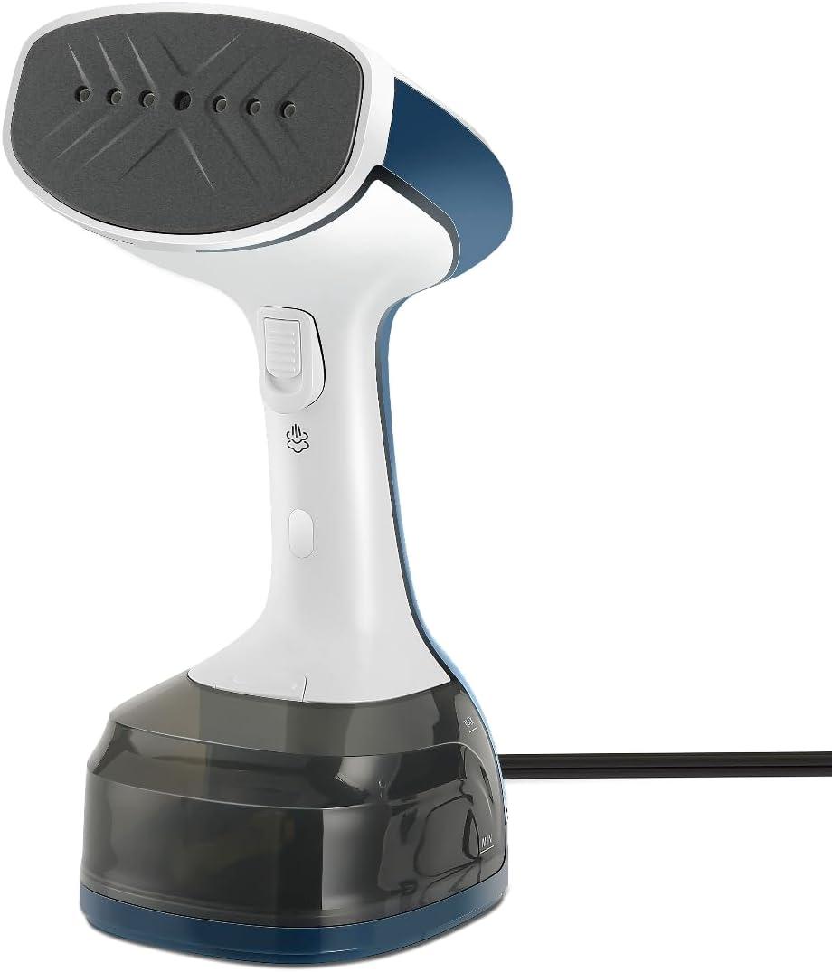 Sunbeam 1200W Steam Burst Handheld Steamer for Clothes, Dual Steam Settings, 30-Second Fast Head-Up, Bristle Brush Attachment, White and Blue Finish (One Size)