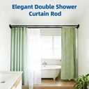 30 to 105" Double Shower Curtain Rod, Adjustable Wall Mounted Dual Shower Rod, Heavy Duty Rustproof Shower Curtain Pole for Bathroom, Laundry Room, Bathtub, Black