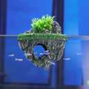 Aquarium Floating Island Decorations,Fish Tank Decorations, Interactive Fish Tank Toy for Betta Fish, Guppies, Goldfish, Shrimps, and Hermit Crabs