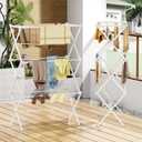 Drying Rack Clothing, 3-Tier Clothes Drying Rack Foldable, Antirust Laundry Drying Rack Collapsible Use for Indoor & Outdoor, 11.8" D x 34.6" W x 35.4" H, White