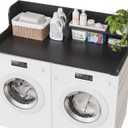 DTK Washer Dryer Wood Countertop with Shelf, Laundry Topper with Non-Slip Mat,27.55" Depth x 54" Width Dryer Covers for The Top with Edge Rails, Black