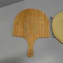 ZENFUN Round Pizza Stone with Wooden Peel and Metal Carry Rack 12 In Cooking Pizza Stone for Oven Baking and BBQ Grilling Round Baking Stone Cordierite Pizza Cooking Pan Free Bamboo Pizza Peel Paddle