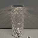 Portable Crystal Table Lamp,3 Color Touch Control Rechargeable Lamp,Crystal Bedside Lamp,Night Light,Room Decor Desk Lamp,Bedroom,Living Room,Kitchen,Dining Room Lamp (3-Color Rose)