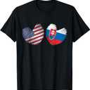 Slovakia USA Heart American Flag Slovak Flag Love Heart T-Shirt for Women Kids Men XS