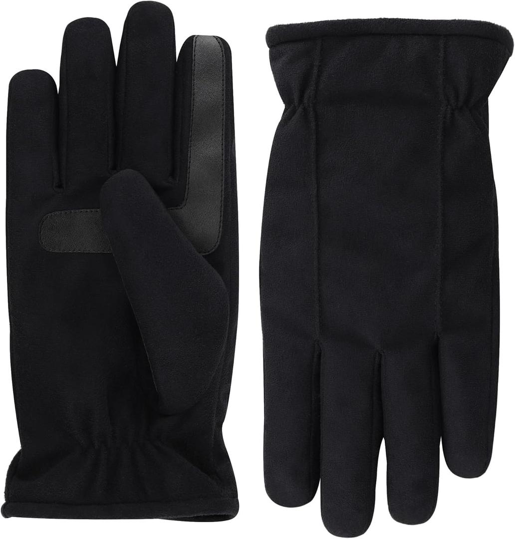 isotoner Men's Water Repellent Dual Lined Microfiber Touchscreen Gloves (X-Large, Black)