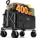Wagons Carts Foldable,2025 New Collapsible Wagon Cart 400LBS Capacity with 900D Oxford Fabric,Large Heavy Duty Beach Folding Wagon with All-Terrain Wheels and Brakes for Camping Shopping Sports (Black)