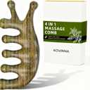 Green Sandalwood 4-in-1 Massage Comb & Gua Sha Tool for Scalp, Face & Body – Natural Wooden Comb for Relaxation, Stress Relief & Hair Care – Luxury Self-Care Gift for Women, Mom & Girlfriend