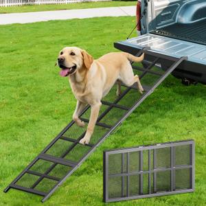 Dog Ramp for Car, 74"x 20" Outdoor Folding Portable Pet Stair Ramp with Non-Slip Mesh, Extra Wide Dog Steps for Medium & Large Dogs Up to 300LBS, Dogs Cars Ramp for Car SUV/Truck/RV