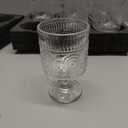 6 Packs Vintage Goblet Glasses, 8 oz Wine Glasses, Embossed Floral Glass Cups Set, Clear Drink Glasses, Drinking Goblets, Bar Tumbler Glassware for Iced Tea, Wine, Beer, Juice, Cocktail, Whiskey