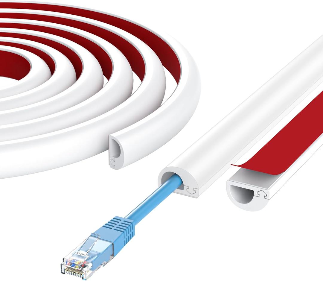 78" Cord Hider Wall, Self Adhesive Silicone Cord Covers for Wires On Wall, Cord Hider for Wall Mount TV, Flexible Cable Cover Raceway Kit for 1 Wire, White (0.59" W x 0.39" H)