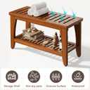 30" Premium Solid Teak Shower Bench with Storage Shelf - 450 lbs Capacity, Waterproof & Non-Slip Seat for Bathroom, Poolside, Spa