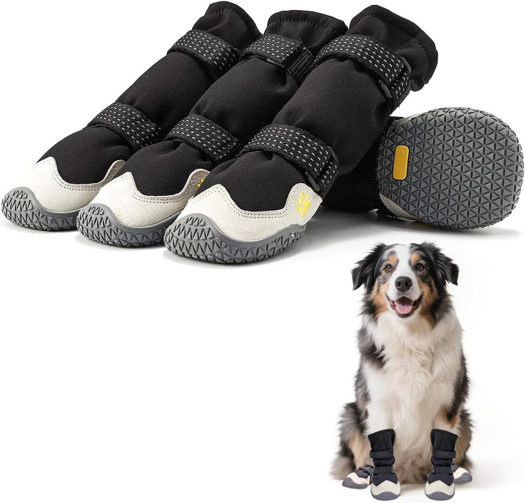 Dog Boots for Small to Large Breed, Waterproof Paw Protectors Anti-Slip Dog Winter Shoes with Adjustable Straps, Size 1