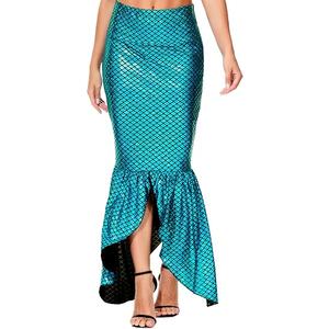 AOBUTE Women Mermaid Costume Skirt Shiny Maxi Fish Skirts Halloween Cosplay Outfits, Size L
