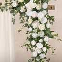 Ling's moment Wedding Arch Flowers - 6.5FT Floral Garland for Ceremony Arbor Backdrop Decoration - Artificial Rose Floral Swag for Sweetheart Table Birthday Party, Baby Shower, White Green