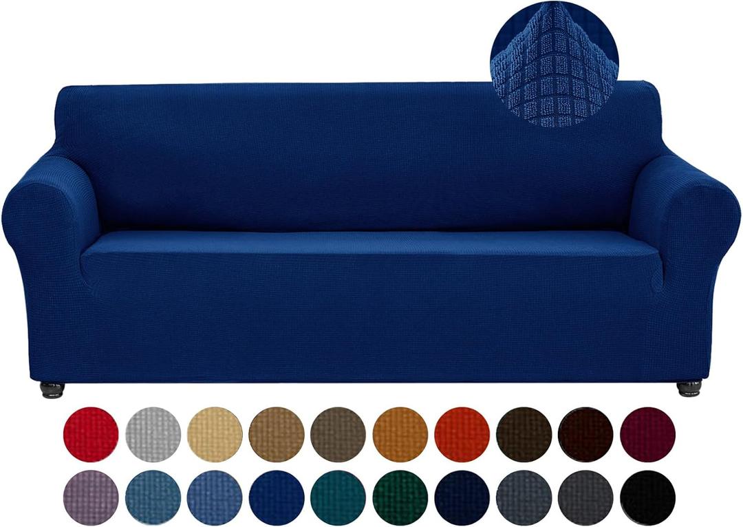 Joccun Stretch Couch Cover Slipcovers, 1-Piece Sofa Covers for 3 Cushion Couch Spandex Jacquard Washable Furniture Protector Cover for Living Room,Kids,Pets(Sofa,Classic Blue) (Large78"-94")