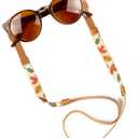 Beaded Glasses Strap - Handmade Multi-Colored Beaded Sunglasses Strap - Cute & Sturdy Eye Glasses Holders Around Neck (Autumn White)