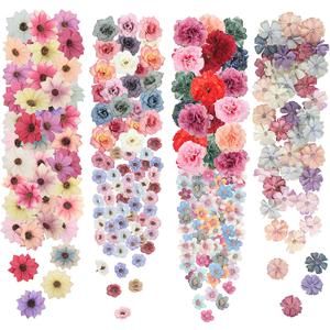 LELEE 240pcs Fake Flowers Heads Artificial Silk Flower for Crafts, Small Artificial Daisy Roses Faux Flowers Bulk for DIY Cake Wedding Party Home Garland Wreath Decoration (Colorful 1)