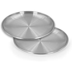 neotidy Stainless Steel Kids Plates (2 Packs), 9 Inches 8/18 Food Grade Metal Plate for Kids Toddlers & Babies, Unbreakable Silver Steel Plates for Camping, Dinner Outdoor Use Dishwasher Safe
