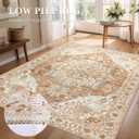 Boho Area Rug 6x9 Washable Large Vintage Rug for Living Room Bedroom Office Kitchen Entrance Dining Room Non Slip Soft Low-Pile Farmhouse, Caramel/Beige/Multi