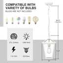 Outdoor Pendant Light Fixture, Exterior Hanging Pendant Lights for Porch, Outside Chandelier Ceiling Mount Aluminum with Clear Glass for Entryway Doorway Gazebo Patio Foyer, White