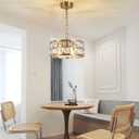 Modern 4-Light Gold Crystal Chandelier Ceiling Light, 12-Inch Small Round Semi Flush Mount Chandelier-Style Ceiling Light for Kitchen Island & Entryway