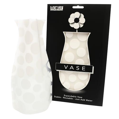 MODGY Expandable Flower Vase Plastic Decorative Modern Vases for Flowers Centerpieces Dining Table Decor Living Room Bathroom Wedding Office, Polkie