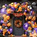 126 Pcs Halloween Balloon Garland Arch Kit, Eye Balloons with Spider Web, Bats, Purple Orange and Black Balloons for Halloween Birthday Supplies Halloween Party Decorations (66 Packs)
