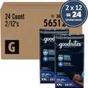 Goodnites Boys' Nighttime Underwear, Size XXL (120-165 lbs), 24 Ct (2 Packs of 12), Packaging May Vary