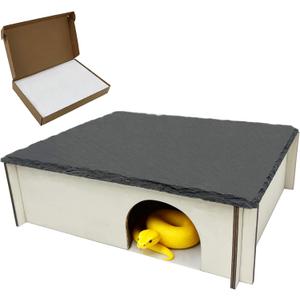 INOSCIND Large Snake Hide with Slate Reptile Hide Box Ball Python Hide 9.87.93" (M) Reptile Hides Snake Hides for Ball Pythons 100% Natural Stone & Wood Reinforced Packaging