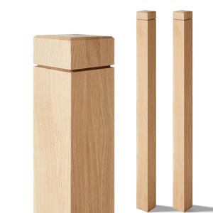 CroBlissful 2 Pcs 3" x 3" x 48" Solid White Oak Stair Newel Post with a Single Groove Notched Newel Wood Balusters for Staircase Interior Railing Newels for Stair Handrails